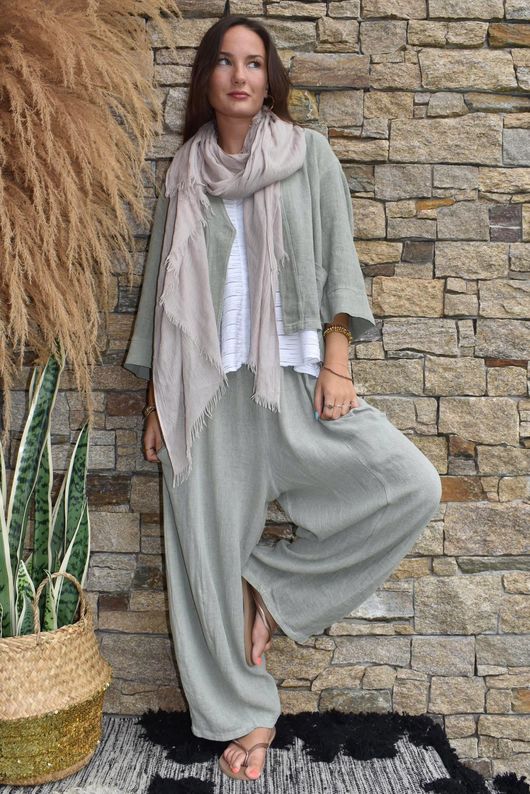 Lina Linen Blend Box Jacket Washed Khaki